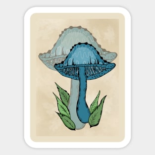 Blue Magic Mushroom, Classic Family Portrait Style Sticker